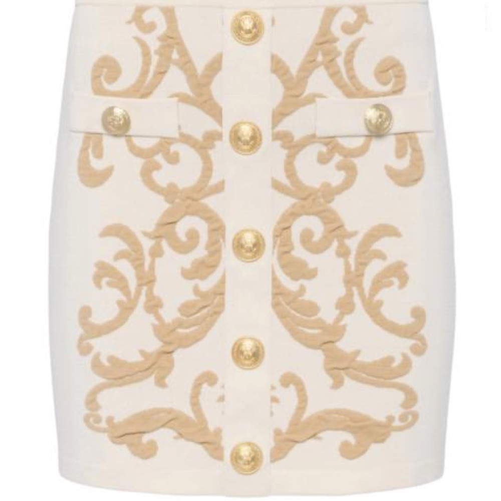 NWT L'AGENCE Cream and Gold Mini Skirt